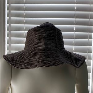 ERIC JAVITS HAT BROWN WIDE BRIM STRAW SUN PACKABLE